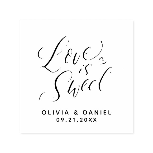 "Liebe ist süß" Hochzeit der modernen Kalligrafie Permastempel (Design)