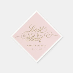 "Liebe ist süß" HochzeitsNapkins Gold & Pink Serviette
