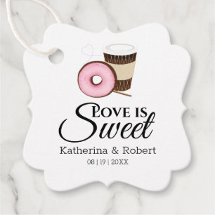 Liebe ist süß   Kaffee und Donut Hochzeit Geschenkanhänger