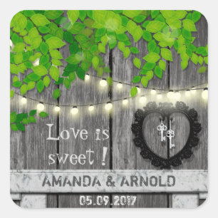 Liebe ist süß Niedliche Hochzeitsticker Quadratischer Aufkleber