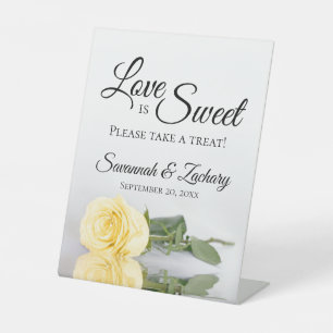 Liebe ist süß, nimm eine Leckerei Gelbe Rose Hochz Sockelschild