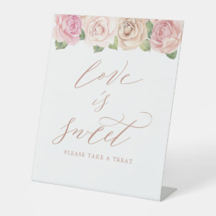 Liebe ist süß-rosa-grüne Blumenzehen Sockelschild