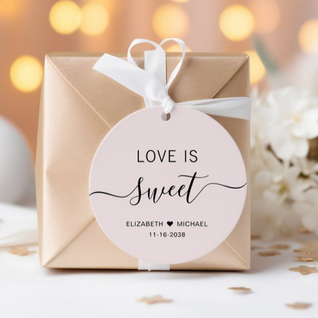 Liebe ist süß-rosa Hochzeit Geschenkanhänger (Von Creator hochgeladen)