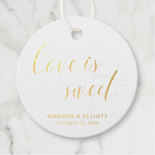 Liebe ist süß schlicht und elegant Hochzeitsgold Geschenkanhänger