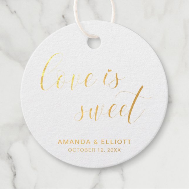 Liebe ist süß schlicht und elegant Hochzeitsgold Geschenkanhänger (Vorderseite)