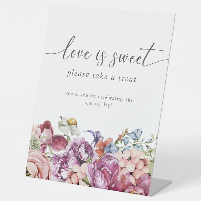 Liebe ist süß sockelschild (Colorful Floral Jewel Tone Love is Sweet Sign by Painted Paperie
)