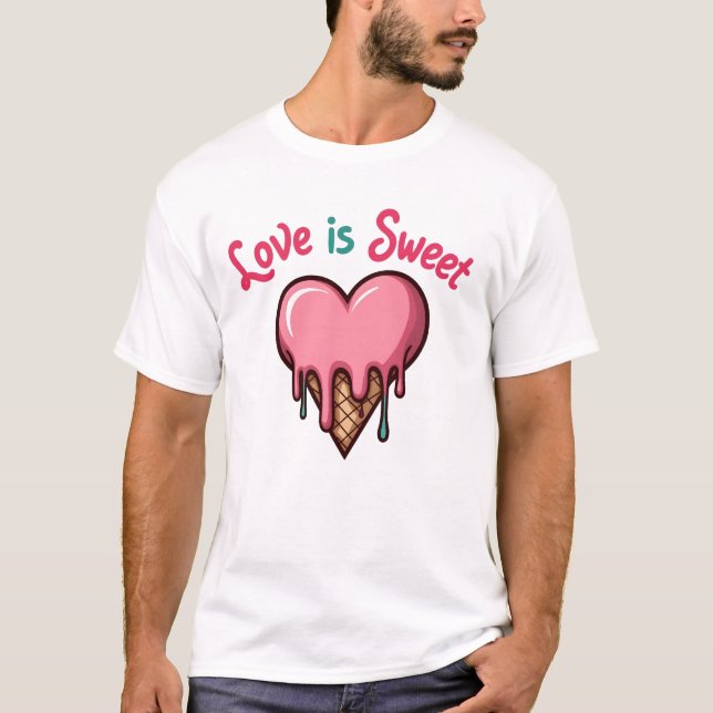 Liebe ist Süß und Messy - Melting Heart Ice Creme T-Shirt (Vorderseite)