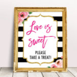 Liebe ist süße Brautparty-Liebhaber Signatur Poster<br><div class="desc">Liebe ist süß,  Leckerei druckbar,  Dekoration aus Kate-Brautparty,  Desserttisch,  Gastgeschenk Hochzeit-Zeichen,  Süßspeise-Buffet, </div>
