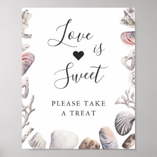 Liebe ist süße Dessert-Wasserfarbe weiße Meeressch Poster