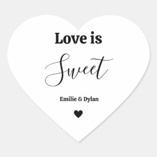 Liebe ist süße Gastgeschenke Hochzeit Herz-Aufkleber