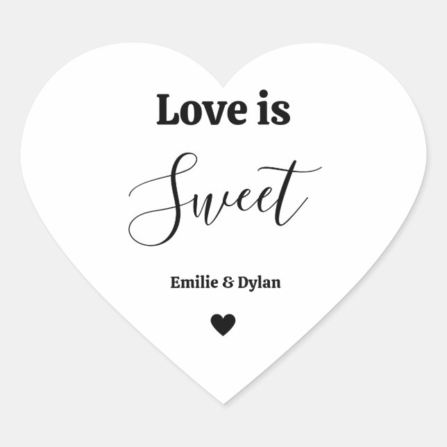 Liebe ist süße Gastgeschenke Hochzeit Herz-Aufkleber (Vorderseite)