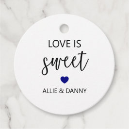 Liebe ist süße Geschenketiketten, blaue Hochzeiten Geschenkanhänger