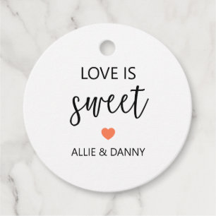 Liebe ist süße Geschenketiketten, Korallenhochzeit Geschenkanhänger