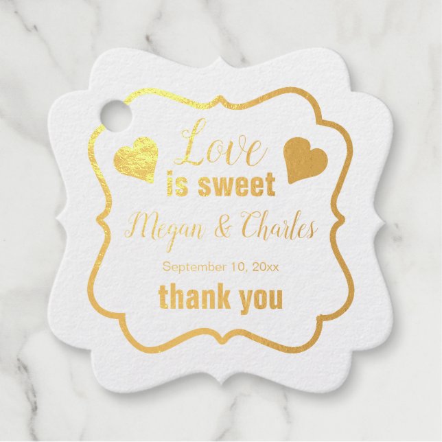 Liebe ist süße Herzen Hochzeitszitat Vielen Dank Geschenkanhänger (Vorderseite)