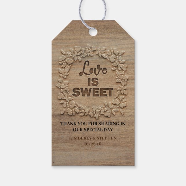 Liebe ist süße Hochzeit Danke Geschenkanhänger (Vorderseite)