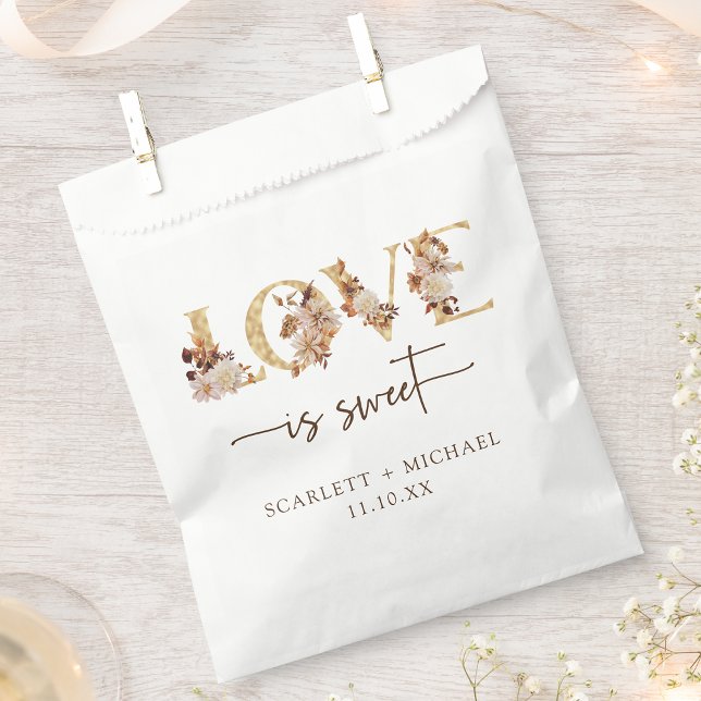 Liebe ist süße Hochzeit Geschenktütchen (Love Is Sweet Autumn Floral White Wedding Favor Bag by Painted Paperie
)