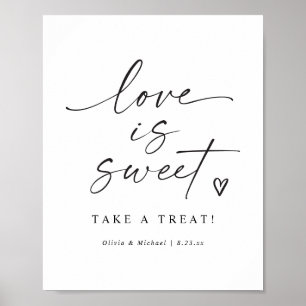Liebe ist süße moderne handgeschriebene Hochzeitst Poster