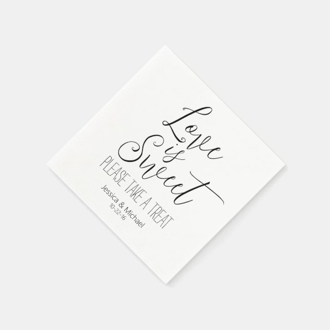 Liebe ist süße, moderne, minimalistische Hochzeit Serviette (Ecke)