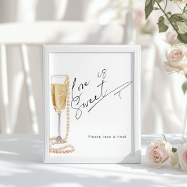 Liebe ist süße Perlen und Prosecco-Brautparty Poster