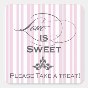 Liebe ist süße rosa Candy Stripe Sticker
