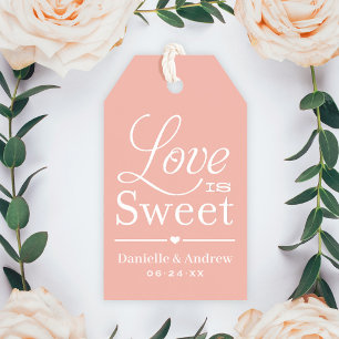 Liebe ist süße Rose-Gold-Schrift Hochzeitsmonogram Geschenkanhänger