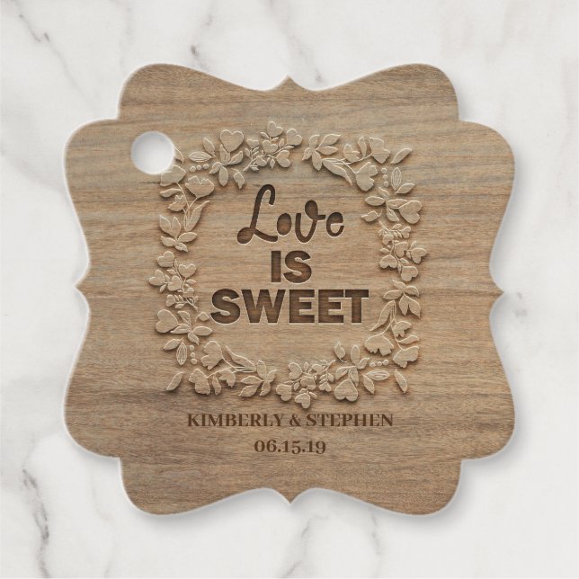 Liebe ist süße Rustikale Hochzeit Geschenkanhänger (Vorderseite)