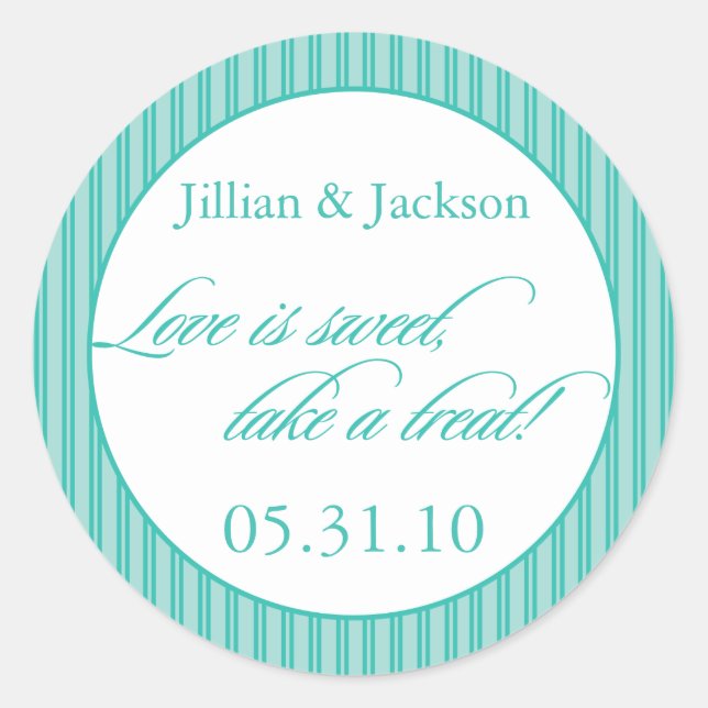 Liebe ist süßer Aufkleber in Aqua (Vorderseite)