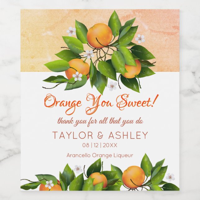 Liebe ist süßes Orangenobst Weinetikett (Einzelnes Label)