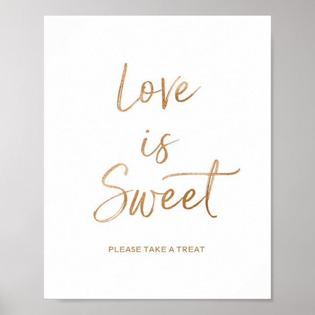Liebe ist Sweet 8x10 Stilvolle Rose Gold Wedding S Poster (Vorne)