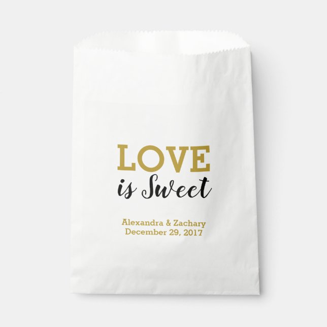 Liebe ist Sweet Black Gold Wedding Candy Gefallen Geschenktütchen (Vorderseite)