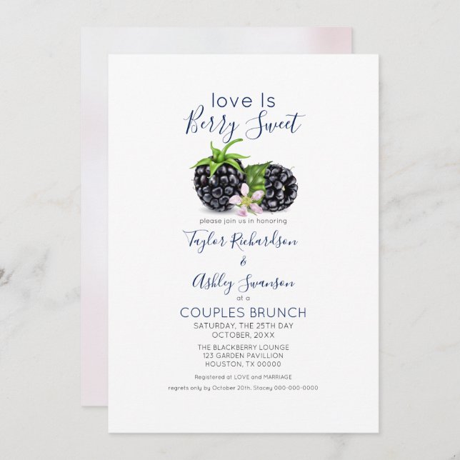 Liebe ist Sweet BlackBerry Brunch Wedding Einladung (Vorne/Hinten)