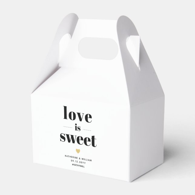 Liebe ist Sweet Bold Typografy Gastgeschenk Hochze Geschenkschachtel (Vorderseite)
