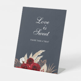 Liebe ist Sweet Burgundy Rose Pampas Grass Sockelschild
