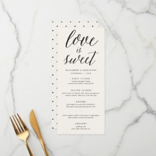 Liebe ist Sweet Calligraphy Script Classic Wedding Menükarte