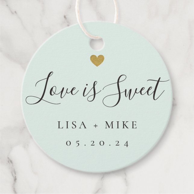 Liebe ist Sweet Custom Wedding Candy Sage Green Geschenkanhänger (Vorderseite)