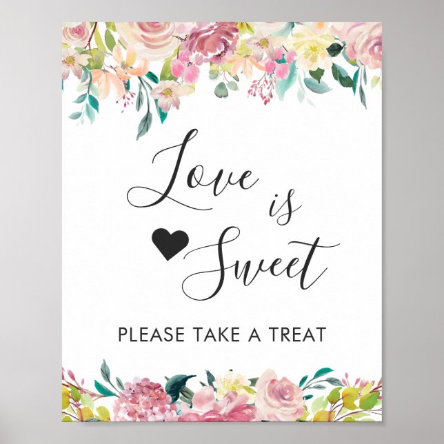 Liebe ist Sweet Dessert Bar Pastell Blush Blues Poster (Vorne)