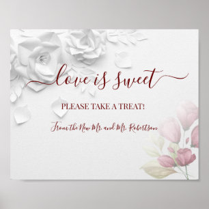 Liebe ist Sweet Dessert Table Floral Wedding Sign Poster
