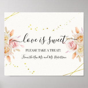 Liebe ist Sweet Dessert Table Wedding Floral Sign Poster