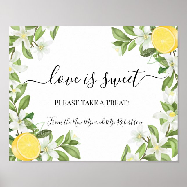 Liebe ist Sweet Dessert Table Wedding Green Sign Poster (Vorne)