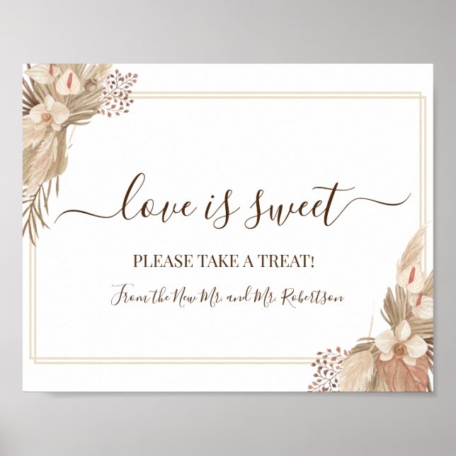 Liebe ist Sweet Dessert Table Wedding Green Sign Poster (Vorne)