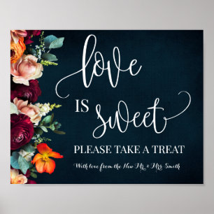 Liebe ist Sweet Dessert Table Wine Navy Hochzeit Poster