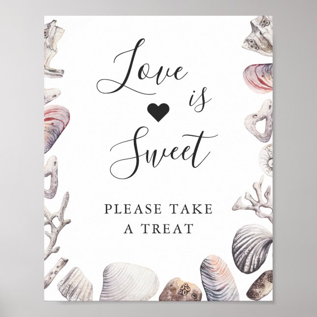 Liebe ist Sweet Dessert Wasserfarbe Weißes Meer Mu Poster (Vorne)