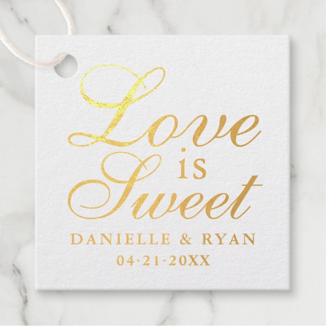 Liebe ist Sweet Elegant Wedding Monogram Geschenkanhänger (Vorderseite)