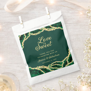 Liebe ist Sweet Emerald Green & Gold Agate Wedding Geschenktütchen