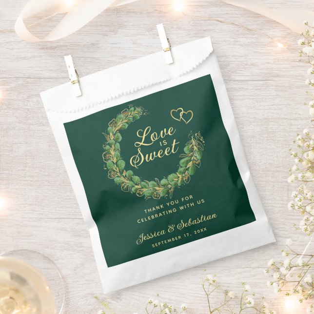 Liebe ist Sweet Emerald Green und Gold Wedding Geschenktütchen (Ausgeschnitten)