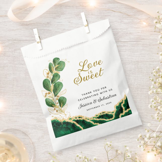 Liebe ist Sweet Emerald Green Wedding Vielen Dank Geschenktütchen (Ausgeschnitten)