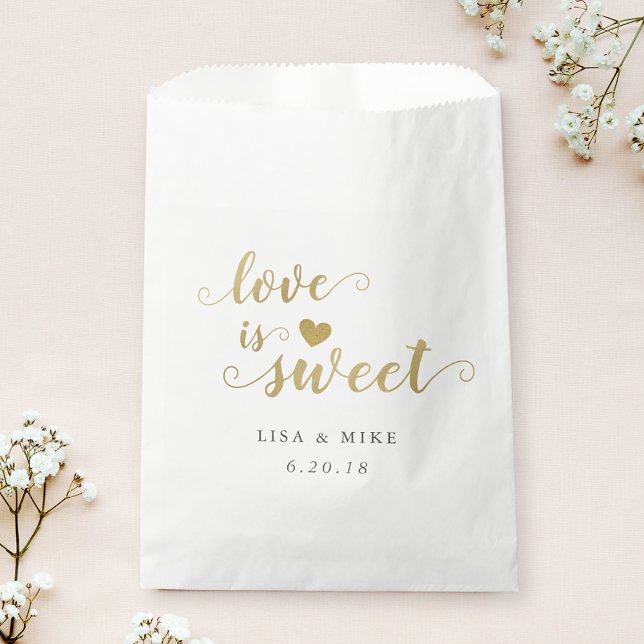Liebe ist Sweet Gold Script Wedding Brautparty Geschenktütchen (Von Creator hochgeladen)