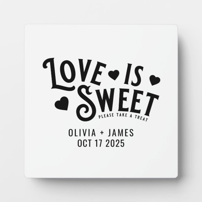 Liebe ist Sweet Heart Bold Typografie Wedding Fotoplatte (Vorderseite)