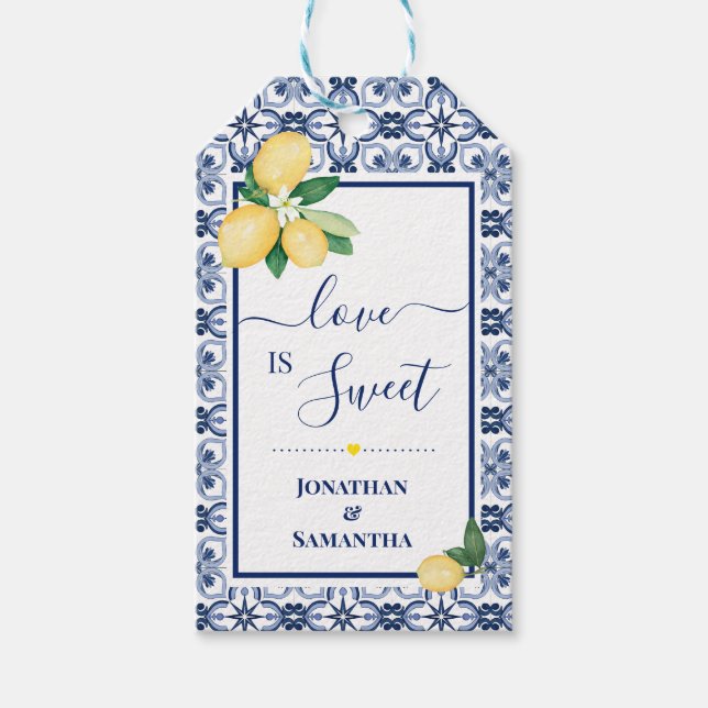 Liebe ist Sweet Lemons Wedding Candy Favor Geschen Geschenkanhänger (Vorderseite)