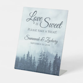 Liebe ist Sweet Misty Blue Pine Trees Rustikale Ho Sockelschild